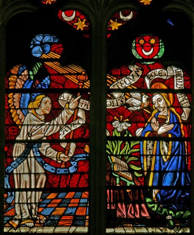 Ventana w132 que representa la Anunciación de French School