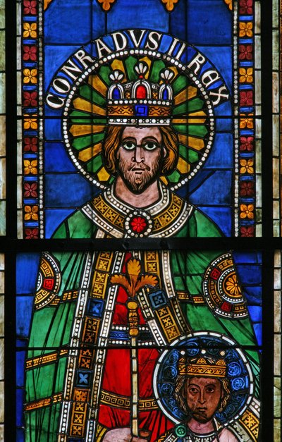 Ventana w13 que representa al emperador Conrad y su hijo de French School