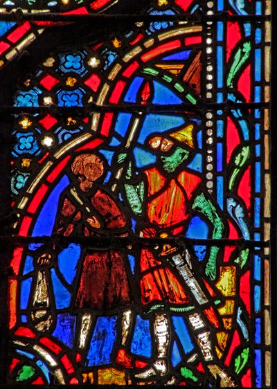 Ventana w14 La piedra de David golpeando a Goliat I Sam XVII 41-49 de French School