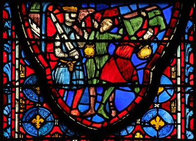 Ventana w15 Reliquias Sagradas: Creso trae reliquias de Jerusalén de French School