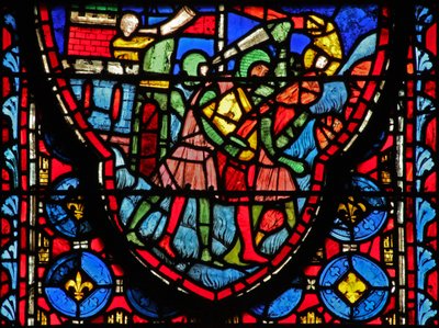 Ventana w15 Reliquias Sagradas: Creso, rey de los persas, devasta Jerusalén de French School