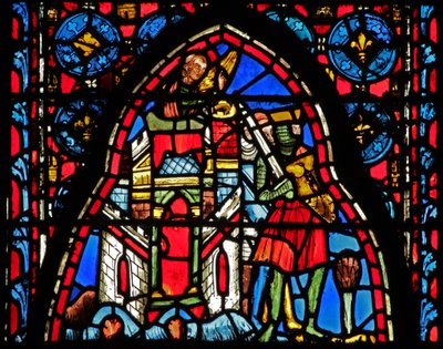 Ventana w15 Reliquias Sagradas: ¿Heraclio ante la puerta milagrosamente sellada en Jerusalén? de French School