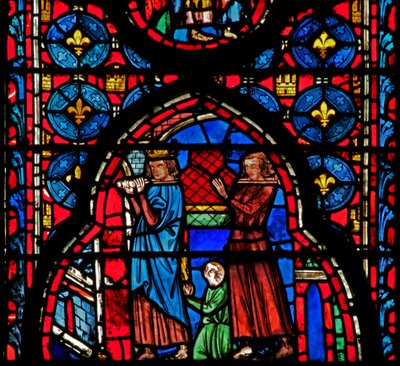 Ventana w15 San Luis y Roberto de Artois llevan las reliquias a Sens de French School