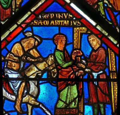 El samaritano lleva al peregrino a una posada de French School