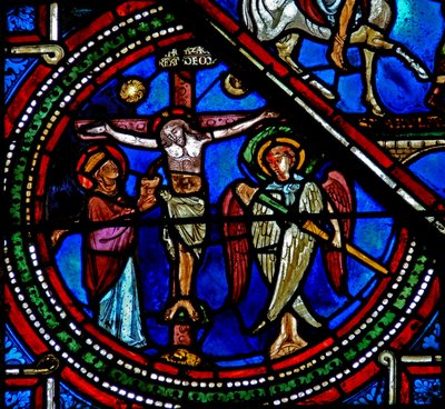 Ventana w15 que representa la Crucifixión de French School
