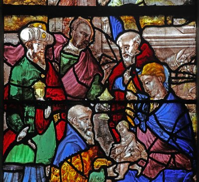 Ventana w16 que representa la Adoración de los Magos de French School