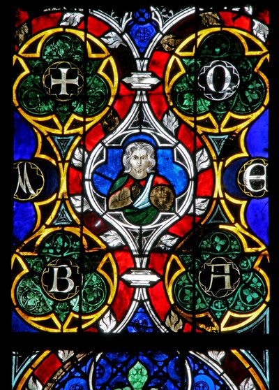 Ventana w17 que representa a Cristo bendiciendo de French School