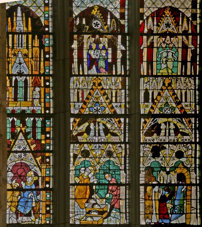 Ventana w17 que representa escenas de la vida de San Esteban y la historia de sus reliquias de French School