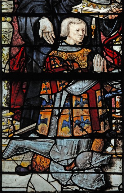 Ventana w1 que representa a Guillaume de Montmorency, el donante de French School