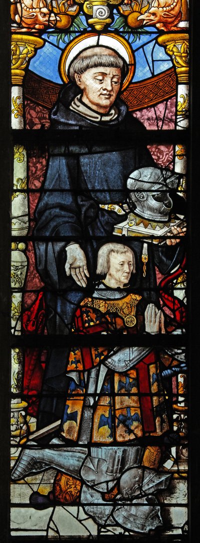 Ventana w1 que representa a San Guillaume y Guillaume de Montmorency de French School