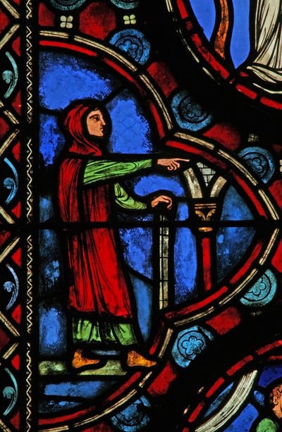 Ventana w1 que representa una escena de la vida de San Martín de French School