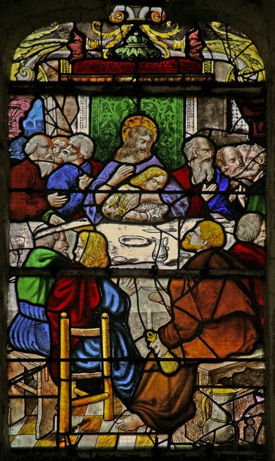 Ventana w1 que representa la Última Cena de French School