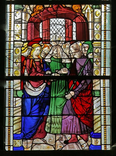 Ventana w1 que representa el Matrimonio de la Virgen María de French School