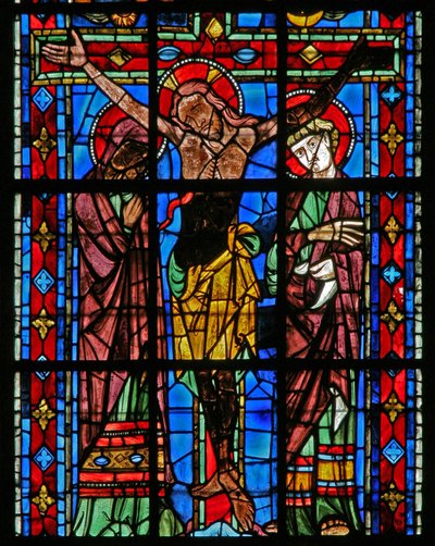 Ventana w200 que representa la Crucifixión de French School