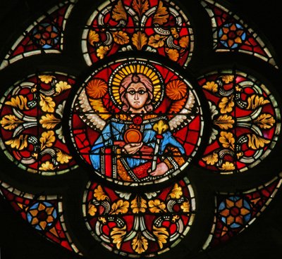 Ventana w201 que representa un ángel de French School