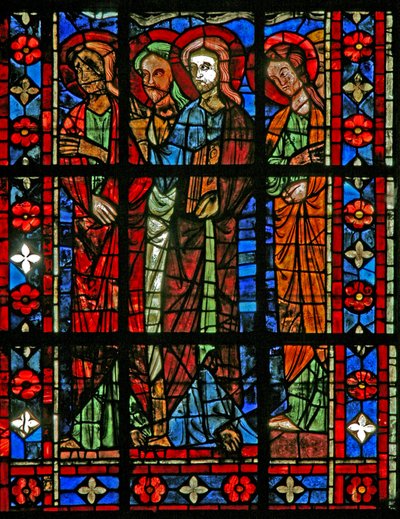 Ventana w201 que representa la Muerte de la Virgen María - los Apóstoles se reúnen de French School