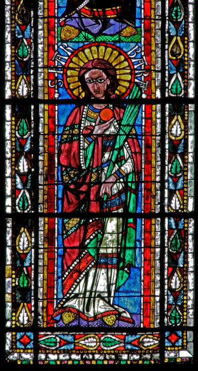Ventana w202 que representa a Santa Bárbara de French School
