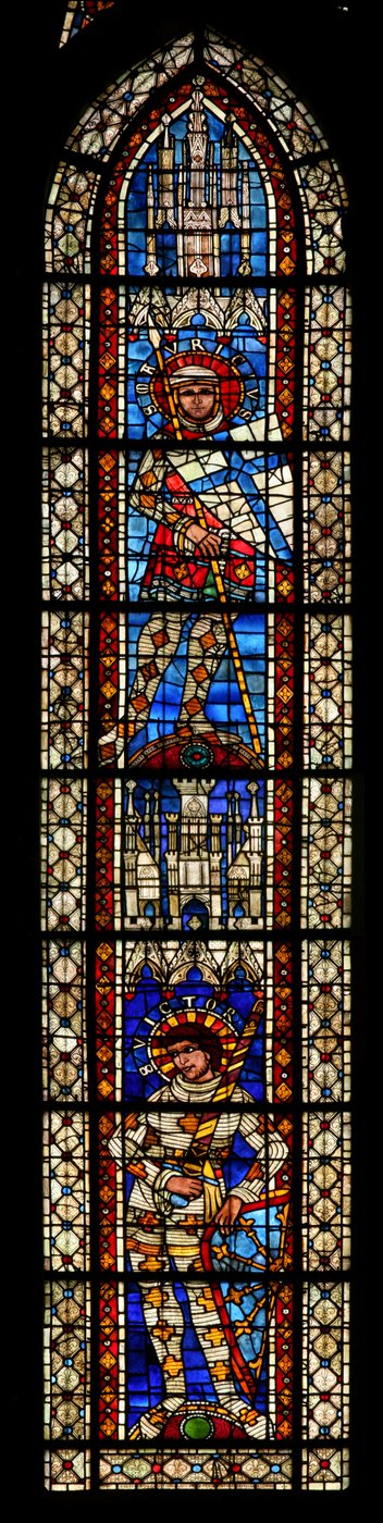 Ventana w203 que representa a San Mauricio y San Víctor de French School