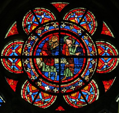 Ventana w203 que representa la Huida a Egipto de French School