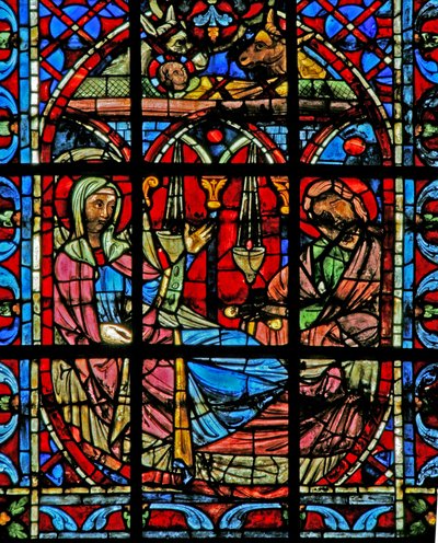 Ventana w203 que representa la Natividad de French School