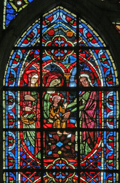 Ventana w203 que representa la Presentación en el Templo de French School