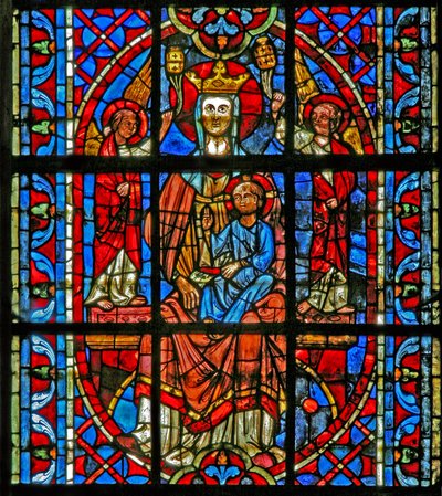 Ventana w203 que representa a la Virgen y el Niño con ángeles de French School