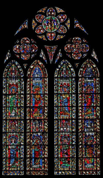 Ventana w204 que representa a santas femeninas de French School