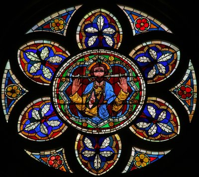 Ventana w205 que representa a Cristo del Juicio Final de French School