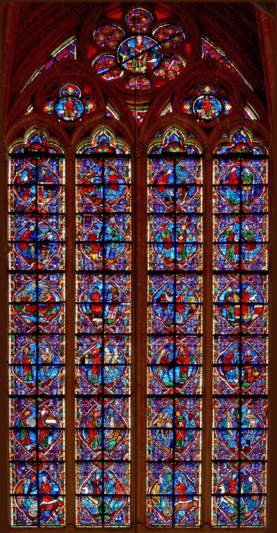 Ventana w207 que representa a Adán y Eva, Caín y Abel de French School