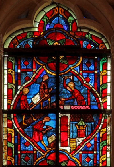 Ventana w207 que representa la construcción de Henochia de French School