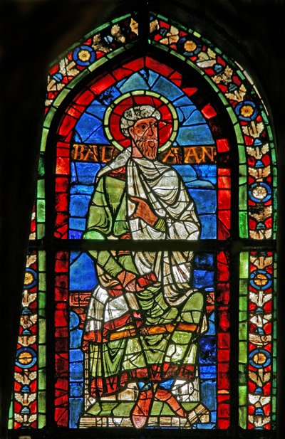 Ventana w209 que representa a Balaam de French School