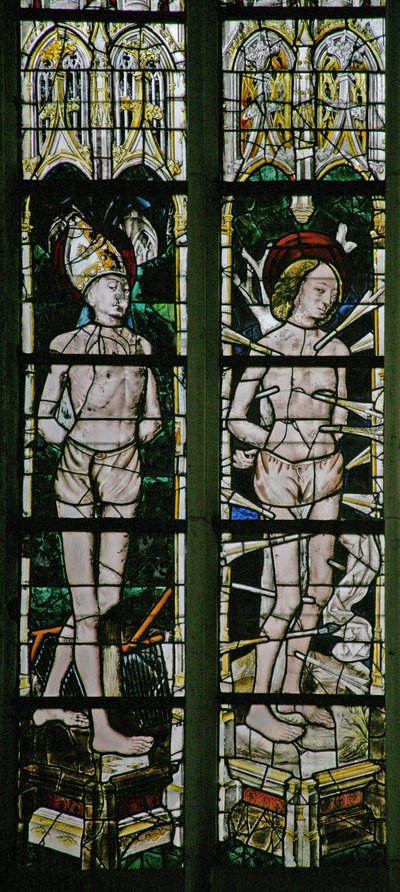 Ventana w20 que representa a San Blas y San Sebastián de French School