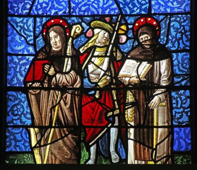 Ventana w20 que representa a San Domingo y San Francisco con un caballero sosteniendo una espada de French School