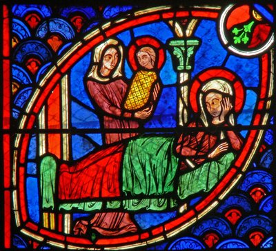 Ventana w20 que representa el nacimiento de San Juan Bautista de French School