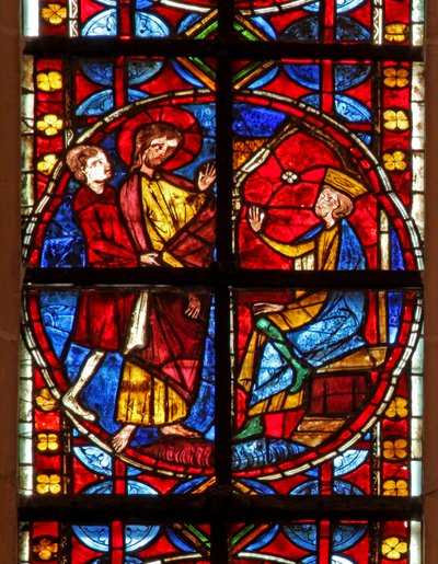 Ventana w210 que representa a Santiago ante Herodes de French School