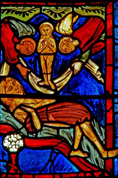 Ventana w21 que representa la muerte de Santa María Egipcíaca de French School