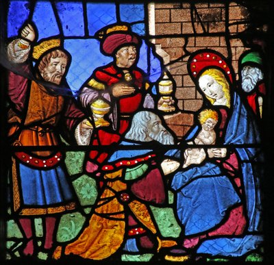 Ventana w22 que representa la Adoración de los Magos de French School