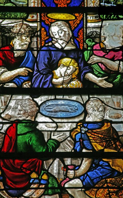 Ventana que representa la Última Cena de French School