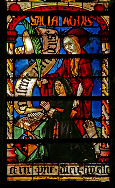 Una donante - Agnes Bonjean con Santa Inés de French School