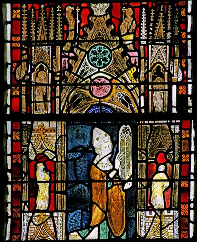 Donante - obispo con ventana de French School