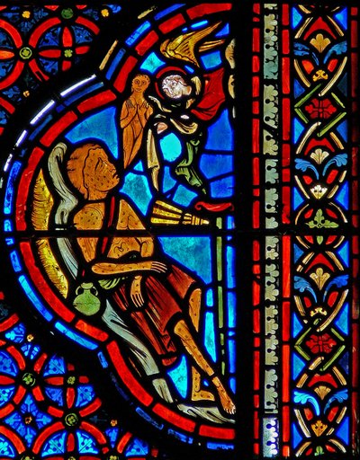 Ventana w23 que representa la Parábola del Rico y Lázaro: la muerte de Lázaro de French School