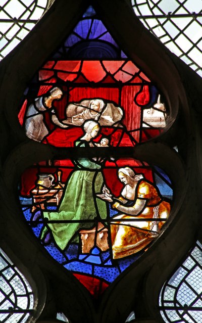 Ventana w26 que representa el Nacimiento de San Claudio de French School