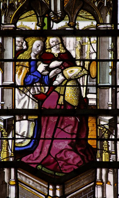 Ventana w27 que representa a la Virgen María apareciendo a San Martín de French School