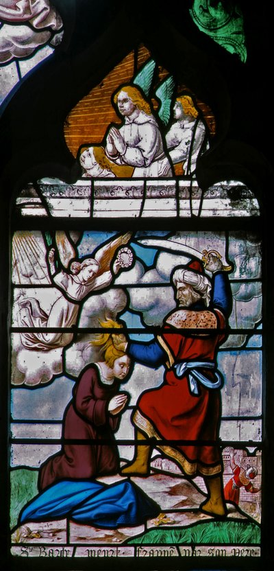 Ventana w29 que representa la decapitación de Santa Bárbara de French School