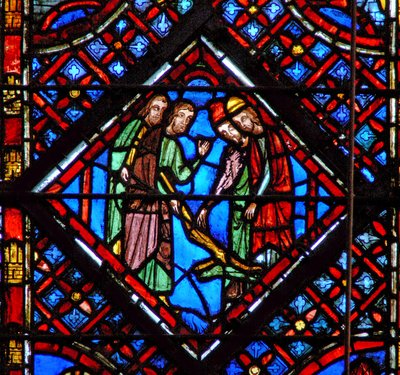 Ventana w2 La vara de Aarón se convierte en serpiente Éxodo VII 10-12 de French School