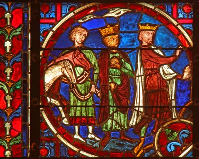 Ventana que representa la Adoración de los Magos de French School