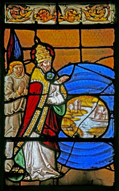 Ventana w2 que representa la Creación del mar y la tierra seca de French School