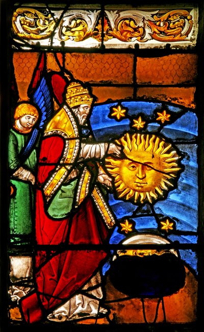 Ventana w2 que representa la Creación del sol y la luna de French School
