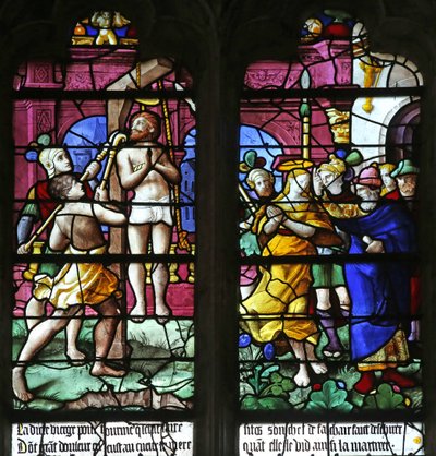 Ventana que representa la muerte de San Caprais de French School