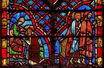 Ventana w2 Los israelitas reciben la marca T Éxodo XIII 9 y 16 de French School